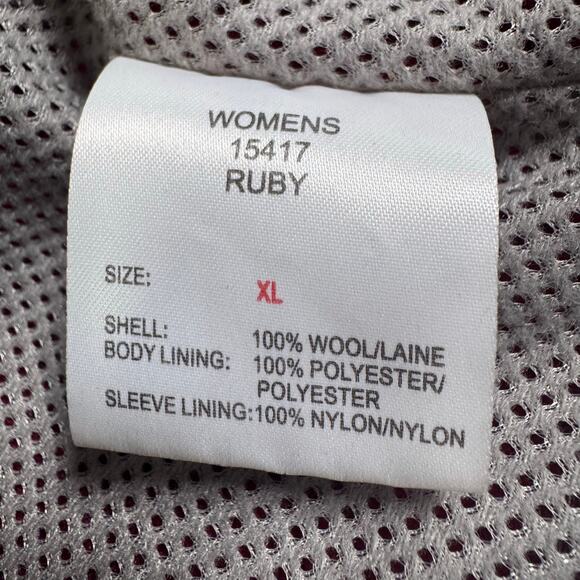 Woolrich Jacket Womens XL Red Wool Full Zip Grip Waist Mesh Lined Coat Mock Neck - Picture 11 of 13